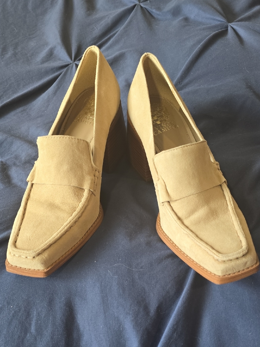 Vince Camuto Beige Suede Slip-On Loafers